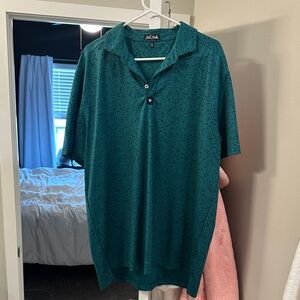 Bad Birdie Teal Patterned Polo Shirt